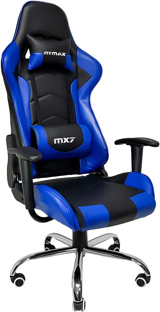 Cadeira Gamer MX7 Giratória Preto e Azul - Mymax