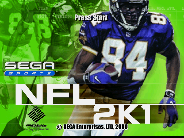 Capa do jogo NFL 2K1 para Dreamcast.