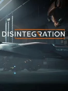 Capa do jogo "Disintegration" mostrando uma nave em um hangar futurista.