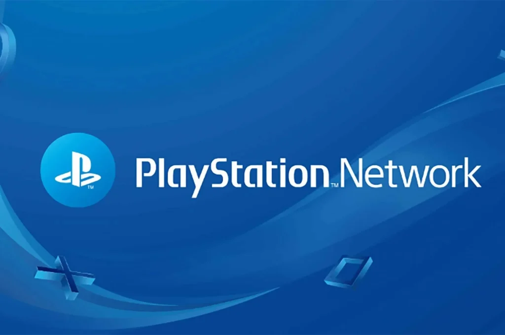 Logotipo da PlayStation Network, plataforma oficial da Sony para compra de jogos e conteúdo digital.